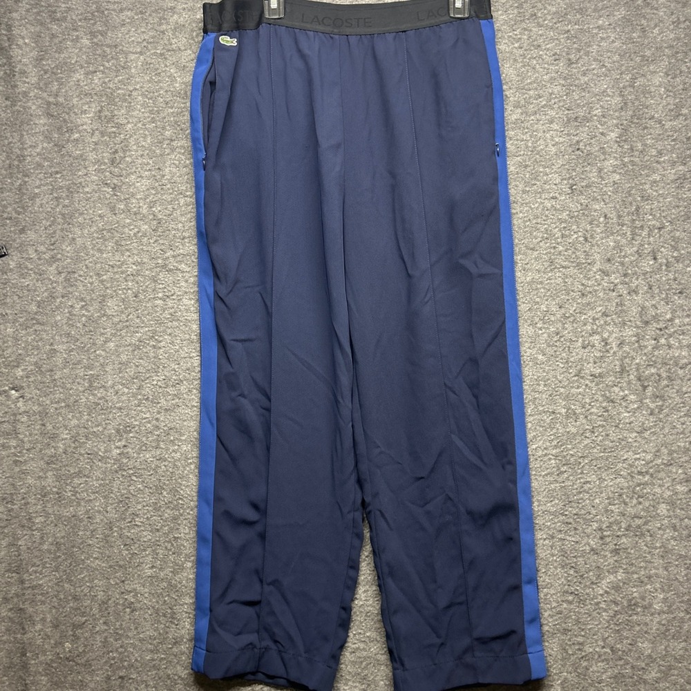 Lacoste Men's Navy Blue Track Pants Side Stripe‎ Athletic Joggers Size 44